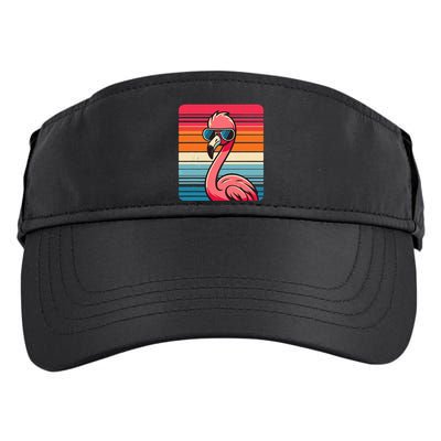 Cool Retro Flamingo In Sunglasses 70s 80s 90s Funny Flamingo Adult Drive Performance Visor