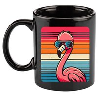 Cool Retro Flamingo In Sunglasses 70s 80s 90s Funny Flamingo 11oz C Handle Ceramic Mug