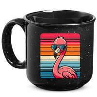 Cool Retro Flamingo In Sunglasses 70s 80s 90s Funny Flamingo 15oz Campfire Ceramic Mug
