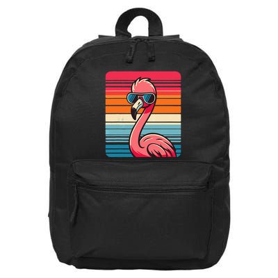 Cool Retro Flamingo In Sunglasses 70s 80s 90s Funny Flamingo 16 in Basic Backpack
