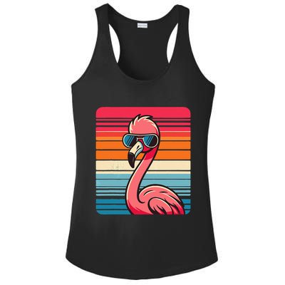 Cool Retro Flamingo In Sunglasses 70s 80s 90s Funny Flamingo Ladies PosiCharge Competitor Racerback Tank
