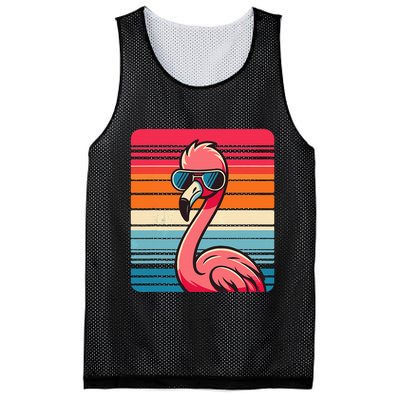 Cool Retro Flamingo In Sunglasses 70s 80s 90s Funny Flamingo Mesh Reversible Basketball Jersey Tank