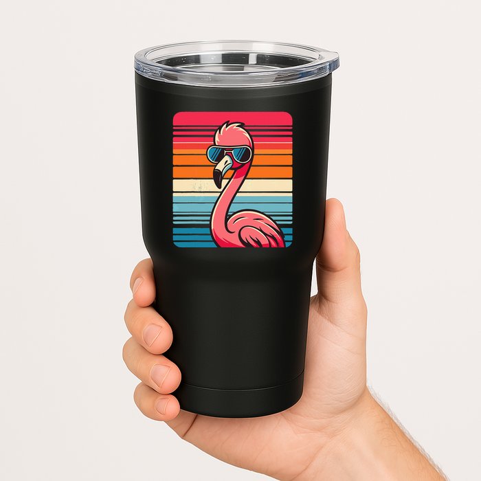 Cool Retro Flamingo In Sunglasses 70s 80s 90s Funny Flamingo Tumbler