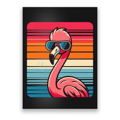 Cool Retro Flamingo In Sunglasses 70s 80s 90s Funny Flamingo Poster