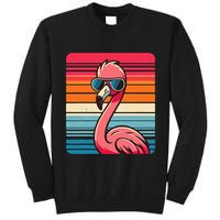 Cool Retro Flamingo In Sunglasses 70s 80s 90s Funny Flamingo Tall Sweatshirt