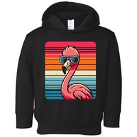 Cool Retro Flamingo In Sunglasses 70s 80s 90s Funny Flamingo Toddler Hoodie