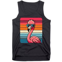 Cool Retro Flamingo In Sunglasses 70s 80s 90s Funny Flamingo Tank Top