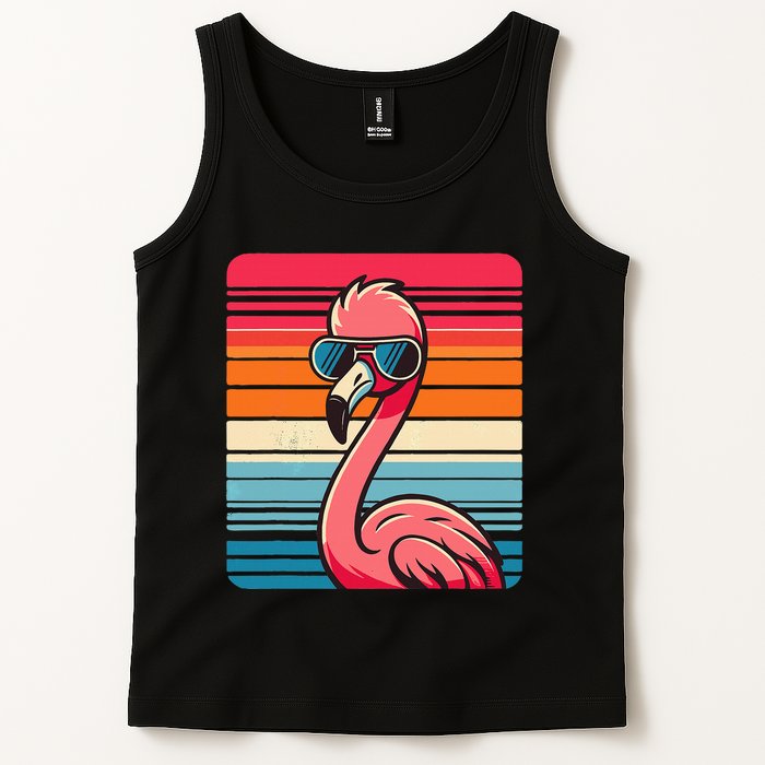 Cool Retro Flamingo In Sunglasses 70s 80s 90s Funny Flamingo Tank Top