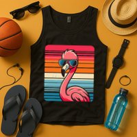 Cool Retro Flamingo In Sunglasses 70s 80s 90s Funny Flamingo Tank Top