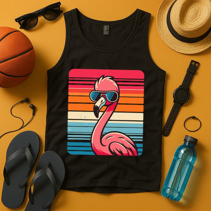 Cool Retro Flamingo In Sunglasses 70s 80s 90s Funny Flamingo Tank Top