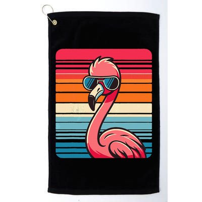 Cool Retro Flamingo In Sunglasses 70s 80s 90s Funny Flamingo Golf Towel