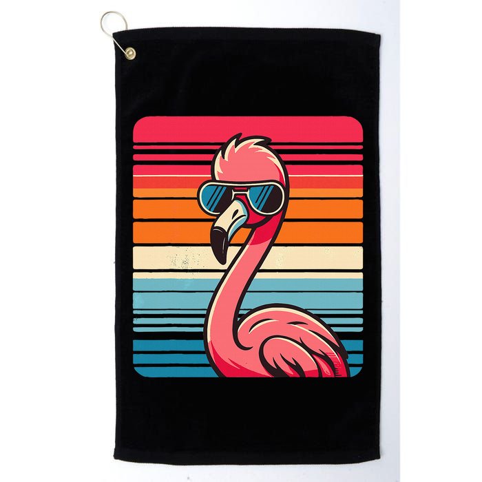 Cool Retro Flamingo In Sunglasses 70s 80s 90s Funny Flamingo Golf Towel