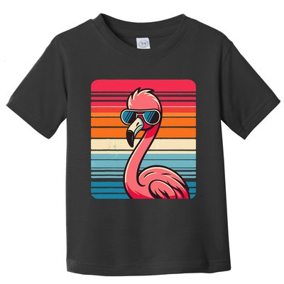 Cool Retro Flamingo In Sunglasses 70s 80s 90s Funny Flamingo Toddler T-Shirt