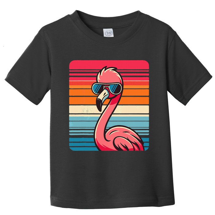Cool Retro Flamingo In Sunglasses 70s 80s 90s Funny Flamingo Toddler T-Shirt