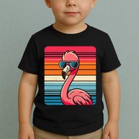 Cool Retro Flamingo In Sunglasses 70s 80s 90s Funny Flamingo Toddler T-Shirt