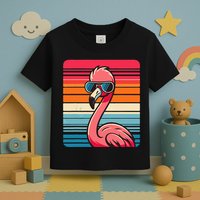 Cool Retro Flamingo In Sunglasses 70s 80s 90s Funny Flamingo Toddler T-Shirt