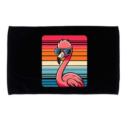 Cool Retro Flamingo In Sunglasses 70s 80s 90s Funny Flamingo Microfiber Hand Towel