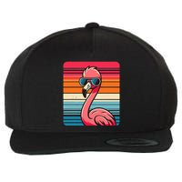 Cool Retro Flamingo In Sunglasses 70s 80s 90s Funny Flamingo Wool Snapback Cap