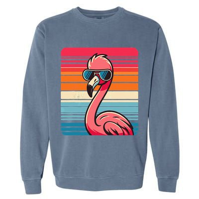 Cool Retro Flamingo In Sunglasses 70s 80s 90s Funny Flamingo Garment-Dyed Sweatshirt