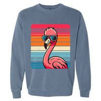 Cool Retro Flamingo In Sunglasses 70s 80s 90s Funny Flamingo Garment-Dyed Sweatshirt