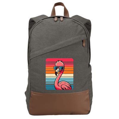 Cool Retro Flamingo In Sunglasses 70s 80s 90s Funny Flamingo Cotton Canvas Backpack