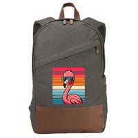 Cool Retro Flamingo In Sunglasses 70s 80s 90s Funny Flamingo Cotton Canvas Backpack