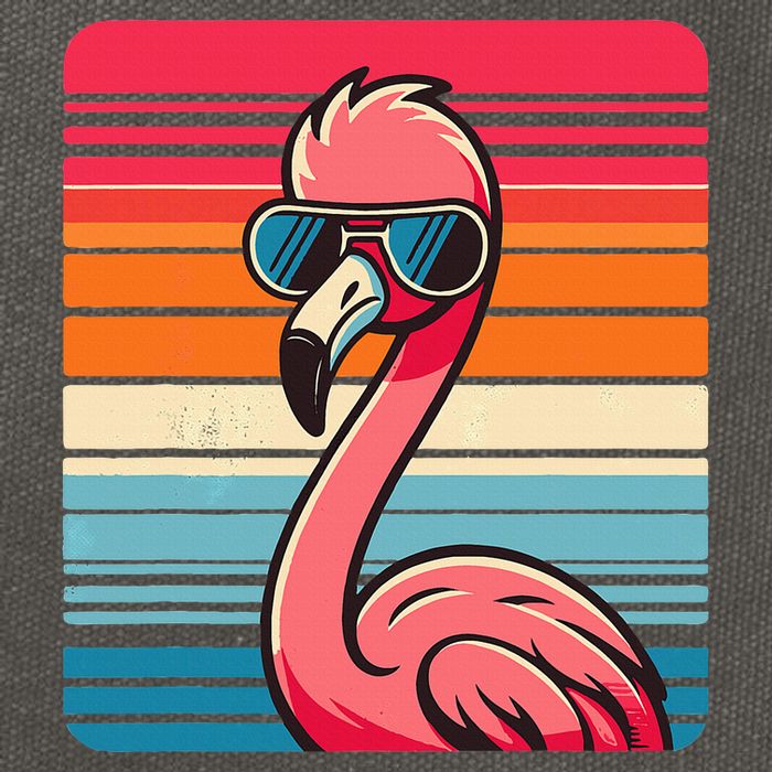Cool Retro Flamingo In Sunglasses 70s 80s 90s Funny Flamingo Cotton Canvas Backpack