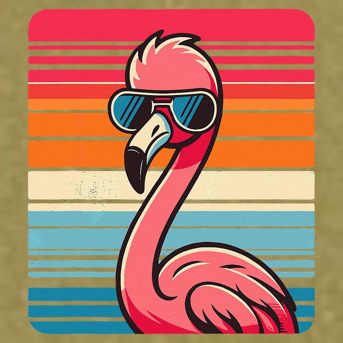 Cool Retro Flamingo In Sunglasses 70s 80s 90s Funny Flamingo Garment-Dyed Women's Muscle Tee