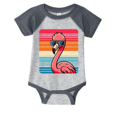 Cool Retro Flamingo In Sunglasses 70s 80s 90s Funny Flamingo Infant Baby Jersey Bodysuit