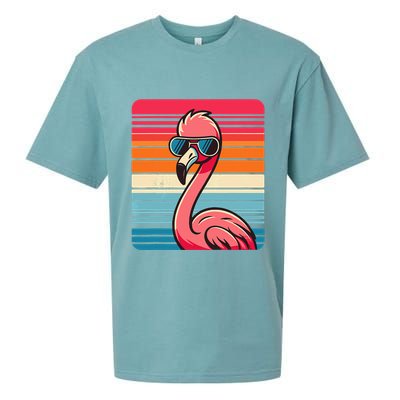 Cool Retro Flamingo In Sunglasses 70s 80s 90s Funny Flamingo Sueded Cloud Jersey T-Shirt