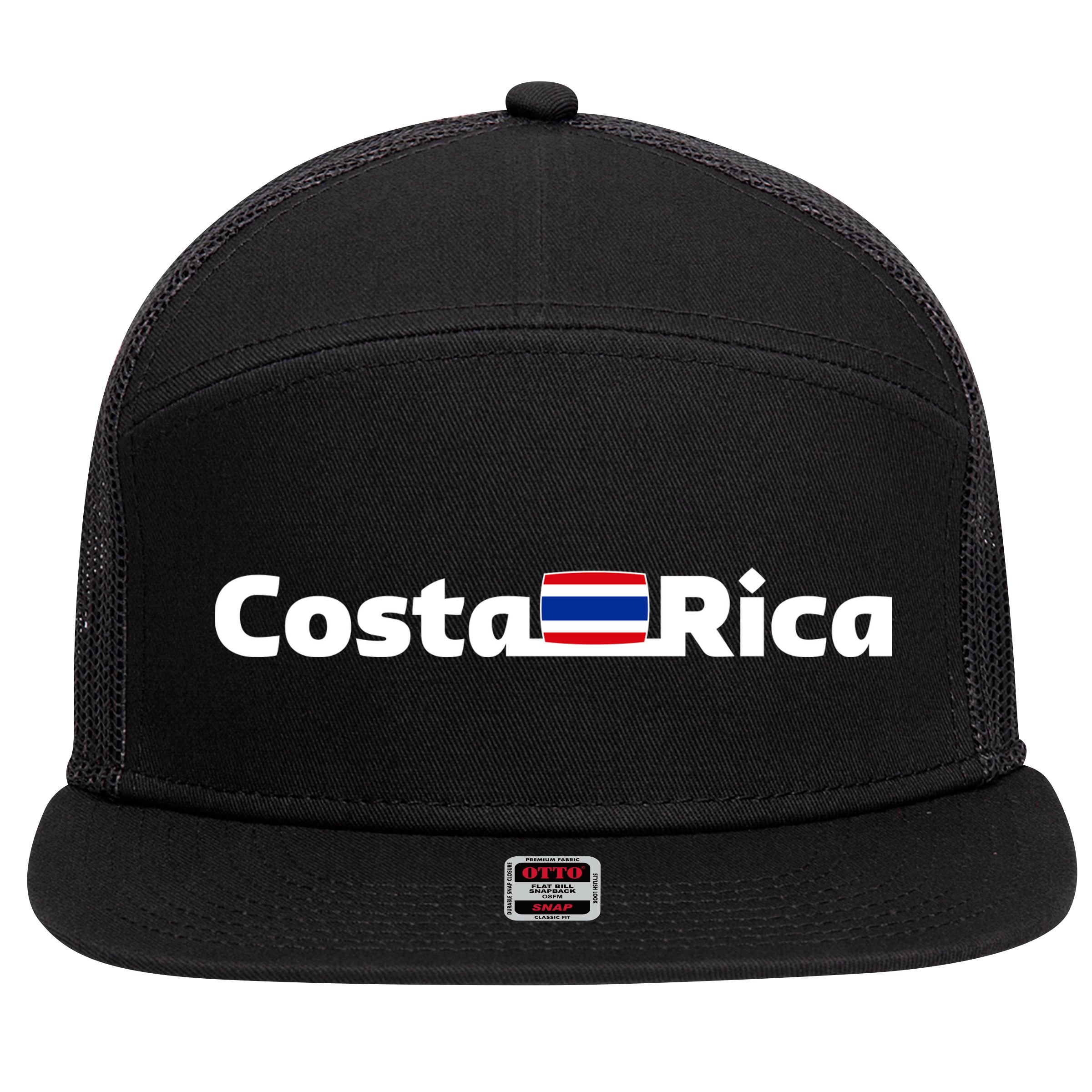 Costa Rica Flag Gift 7 Panel Mesh Trucker Snapback Hat