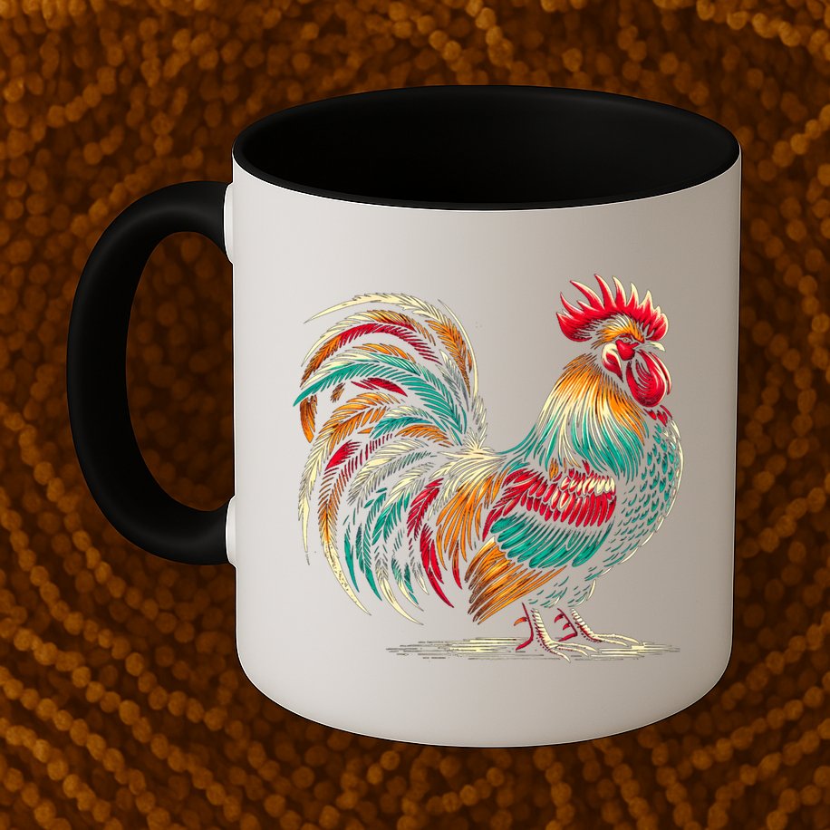 Colorful Rooster Funny Gift Mug