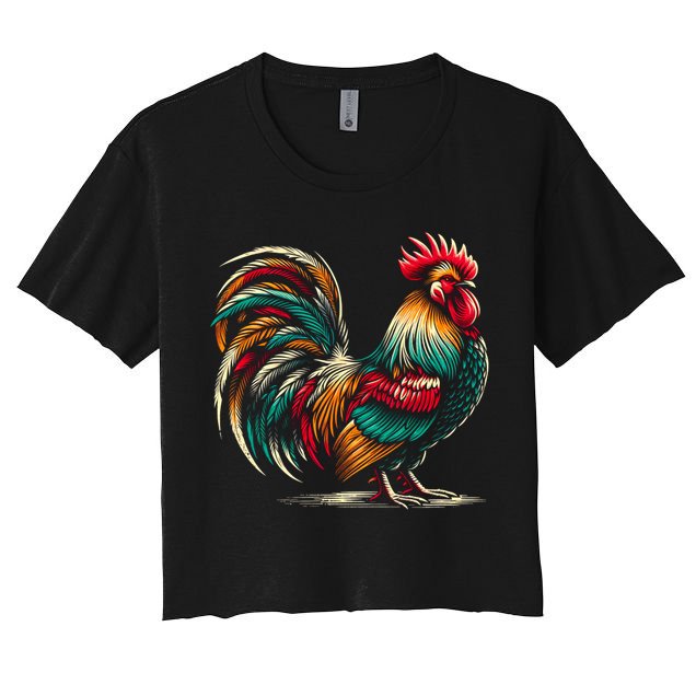 Colorful Rooster Funny Gift Crop Top