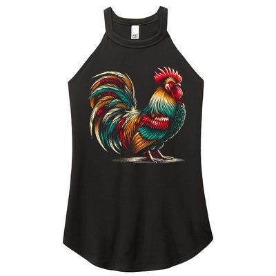 Colorful Rooster Funny Gift Women's Perfect Tri Rocker Tank