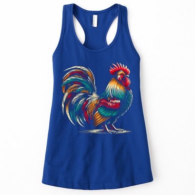 Colorful Rooster Funny Gift Womens Tank Top