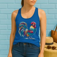 Colorful Rooster Funny Gift Womens Tank Top