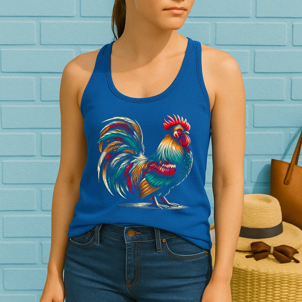 Colorful Rooster Funny Gift Womens Tank Top