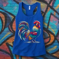 Colorful Rooster Funny Gift Womens Tank Top