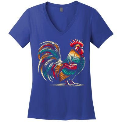 Colorful Rooster Funny Gift Women's V-Neck T-Shirt