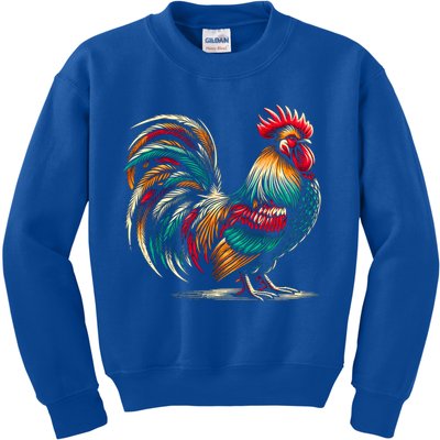 Colorful Rooster Funny Gift Kids Sweatshirt