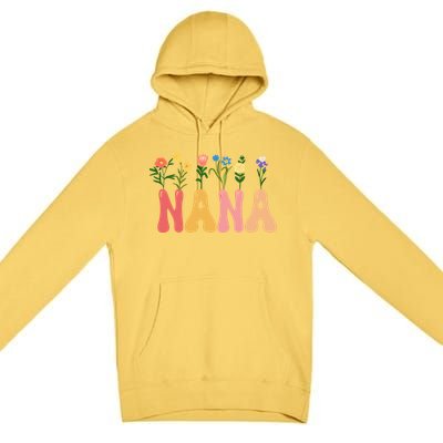 Cute Retro Floral Nana Premium Pullover Hoodie