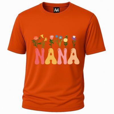 Cute Retro Floral Nana Cooling Performance Crew T-Shirt