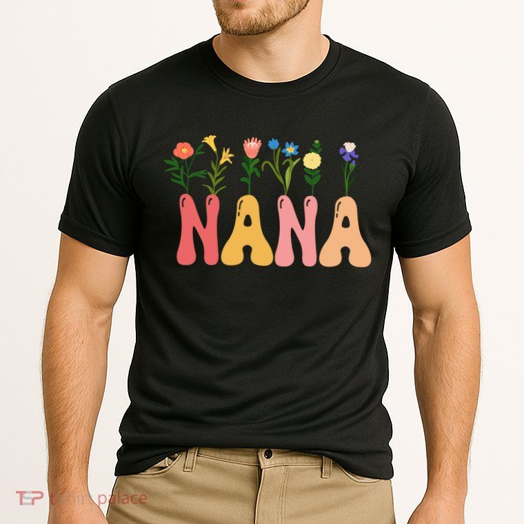 Cute Retro Floral Nana Cooling Performance Crew T-Shirt