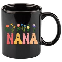 Cute Retro Floral Nana 11oz C Handle Ceramic Mug