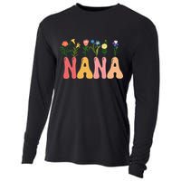 Cute Retro Floral Nana Cooling Performance Long Sleeve Crew