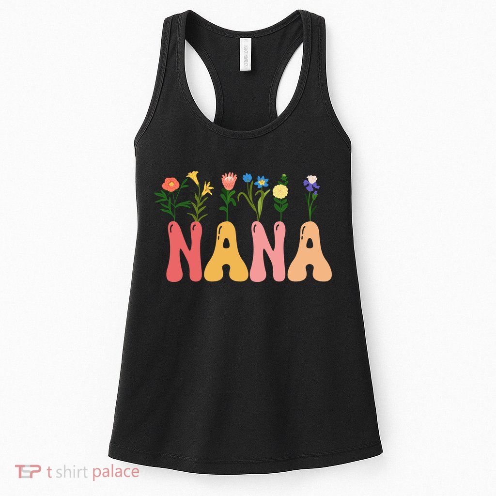 Cute Retro Floral Nana Women's Racerback Tank