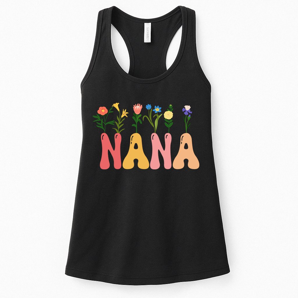 Cute Retro Floral Nana Womens Tank Top