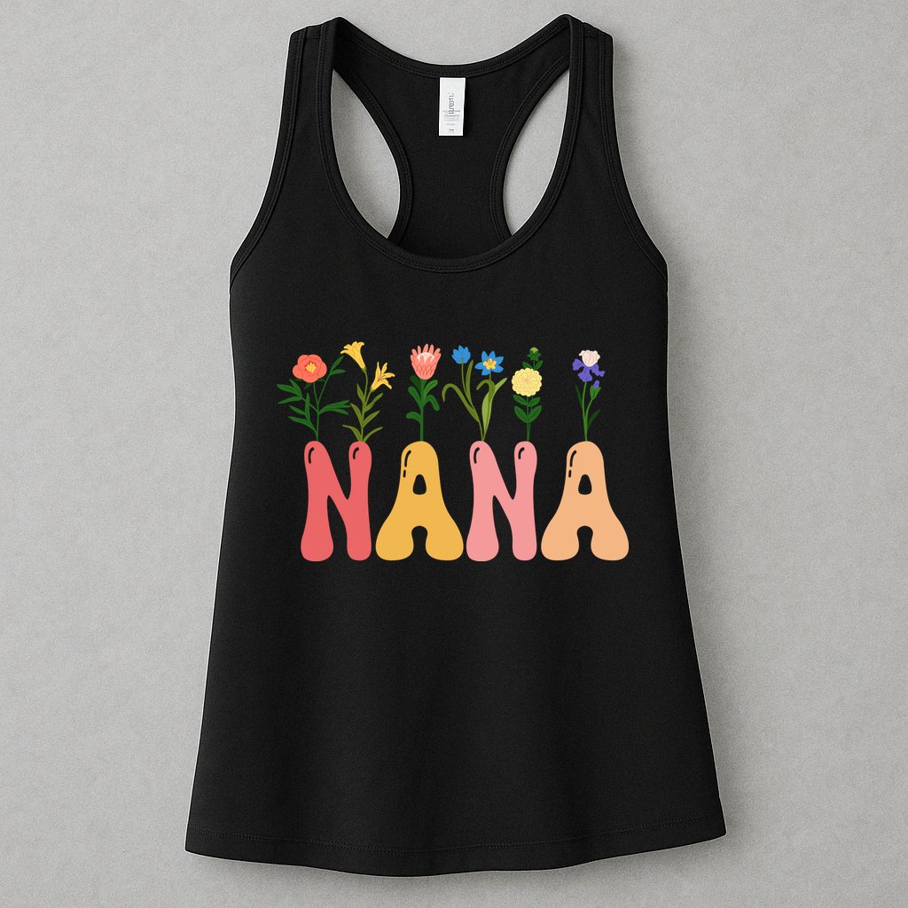 Cute Retro Floral Nana Womens Tank Top