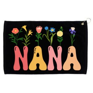 Cute Retro Floral Nana Grommeted Golf Towel