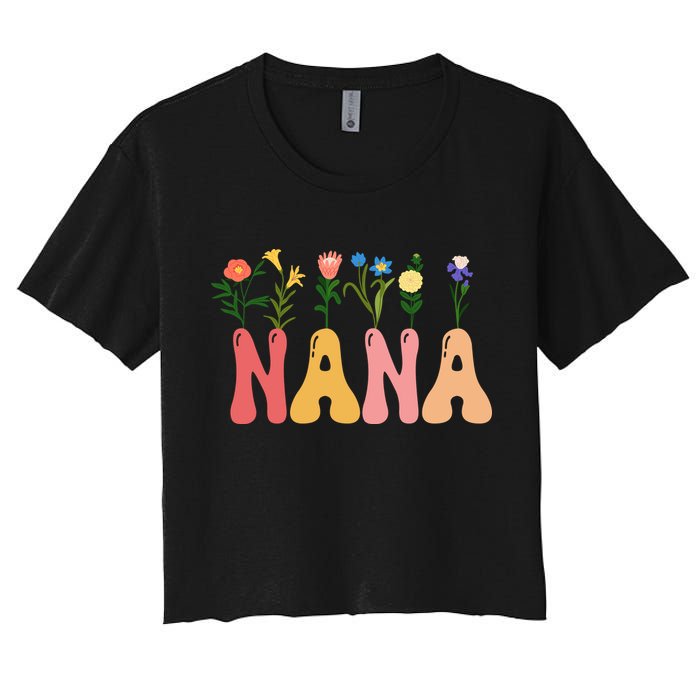 Cute Retro Floral Nana Crop Top